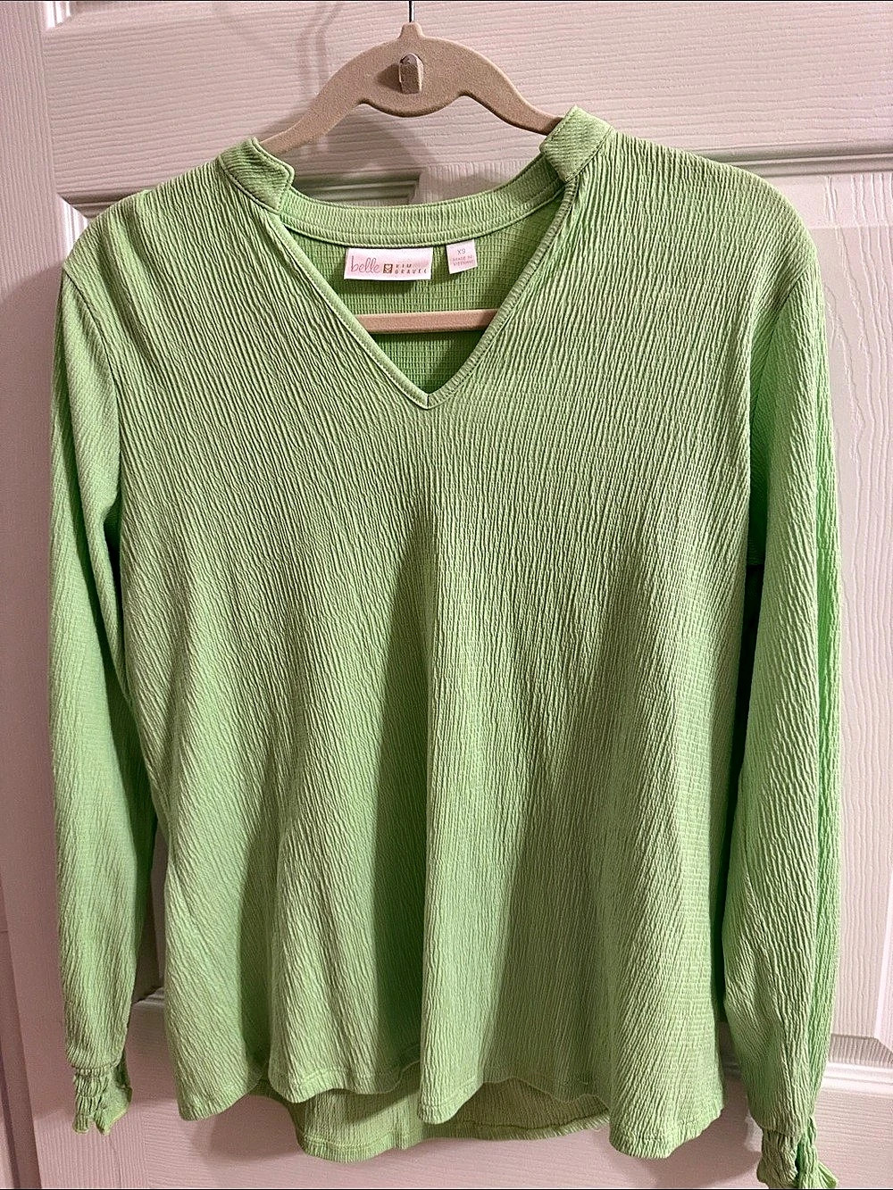 Belle by Kim Gravel Textured Long Sleeve Tunic in Green XS Like New